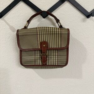 Vintage Ralph Lauren Polo Women's Handbag Purse Brown Plaid Houndstooth